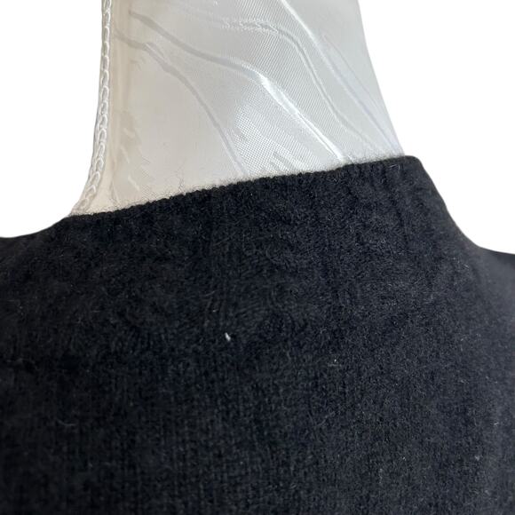 Vintage Black Lambs Wool Cardigan Sweater Womens Sz Medium Gold Button Angora - Picture 14 of 16